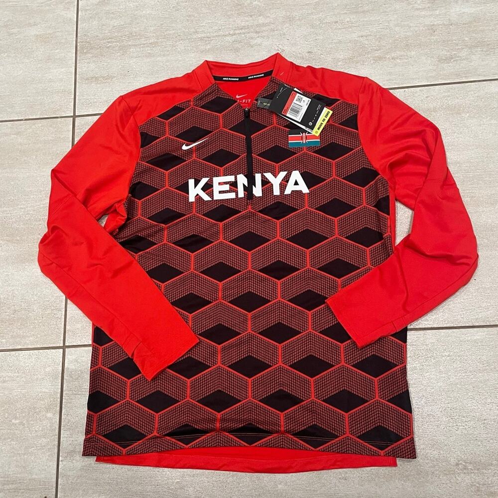 NEW NIKE TEAM KENYA MEN’S ELEMENT 1/2 ZIP RUNNING TOP SZ XL MENS! - 0251